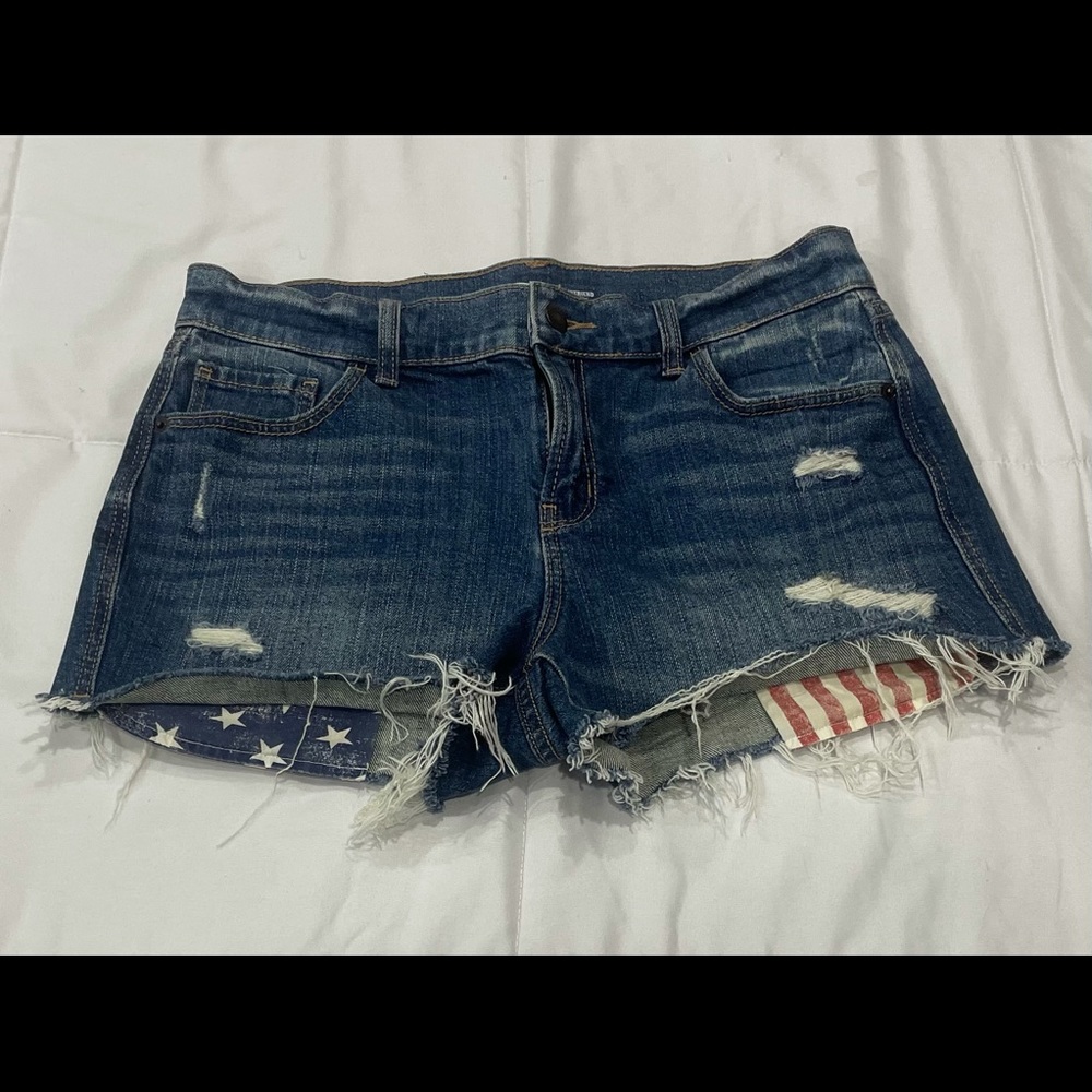 NWOT OLD NAVY denim cut off shorts with American flag pockets